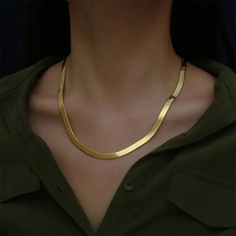 Luxury Women's 4MM 18K Gold-Plated 925 Sterling Silver Chain Necklace – Elegant Soft Choker Style