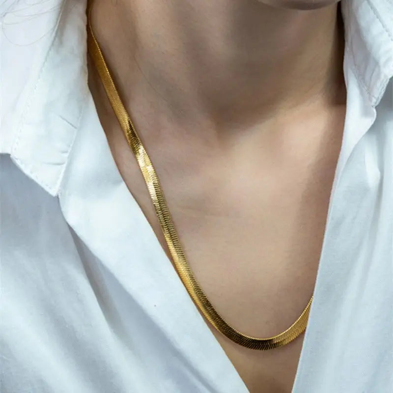 Luxury Women's 4MM 18K Gold-Plated 925 Sterling Silver Chain Necklace – Elegant Soft Choker Style
