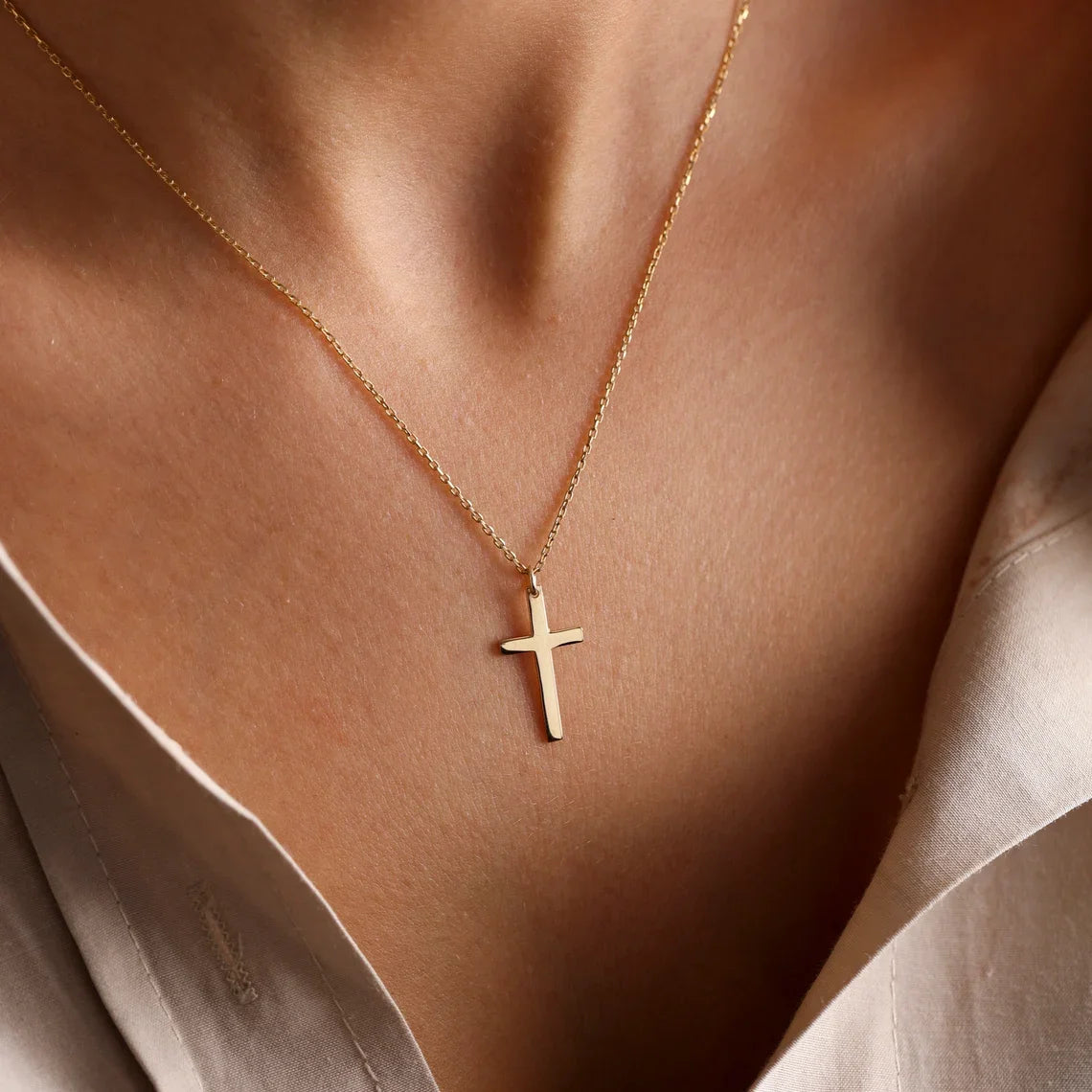Gold & Silver Stainless Steel Cross Necklace