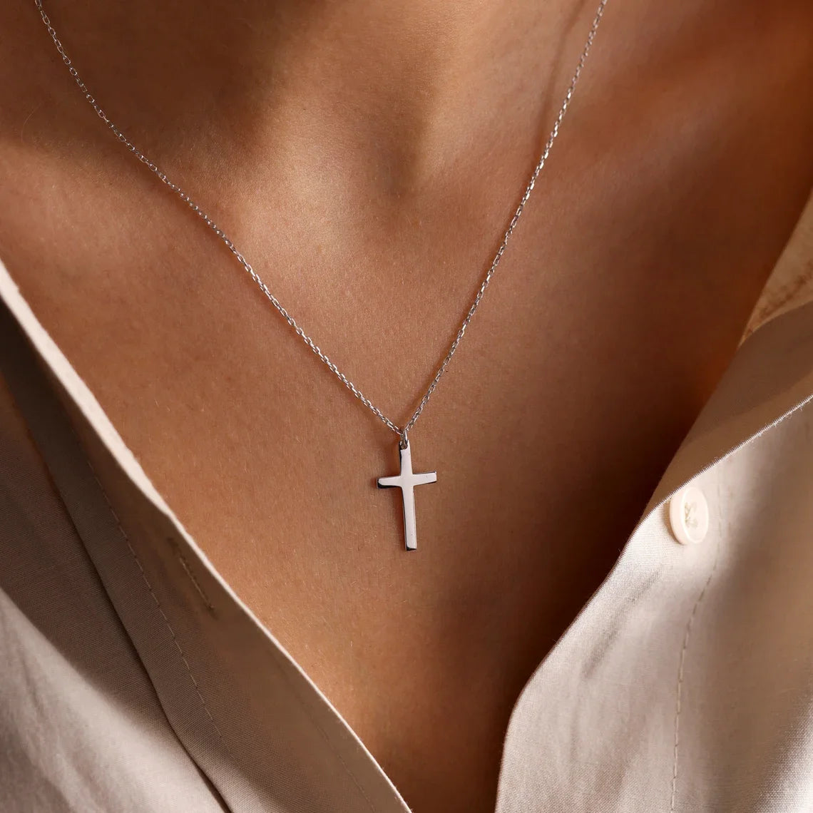 Gold & Silver Stainless Steel Cross Necklace