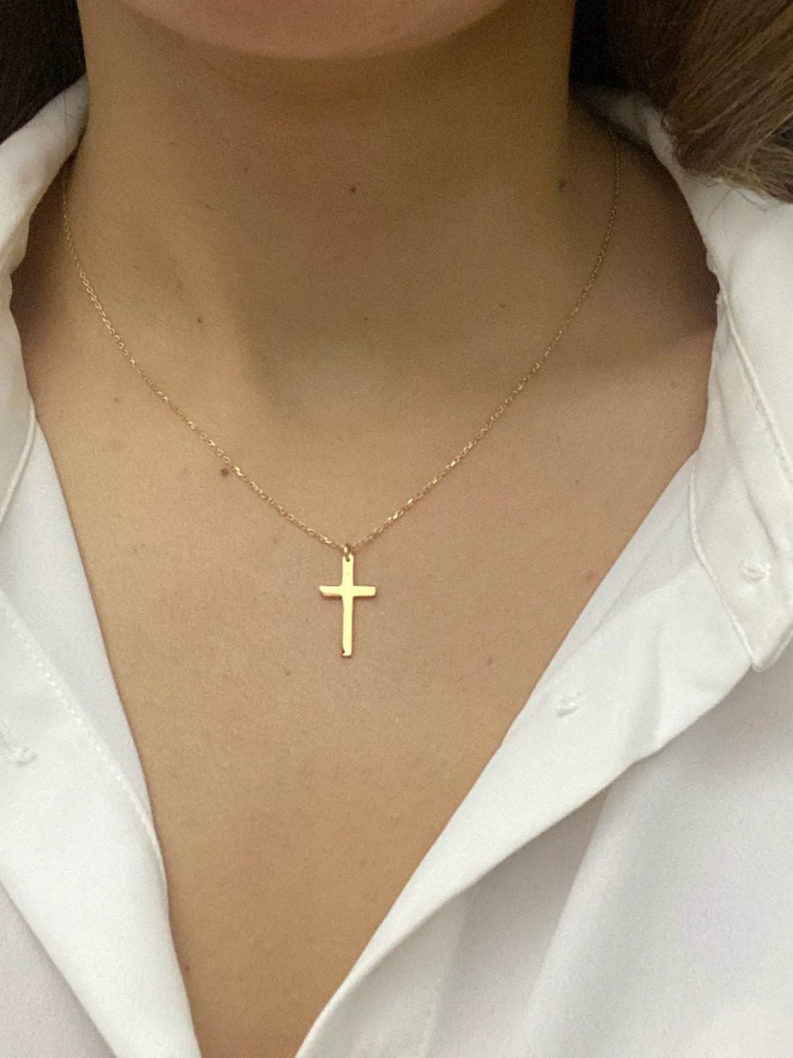 Gold & Silver Stainless Steel Cross Necklace