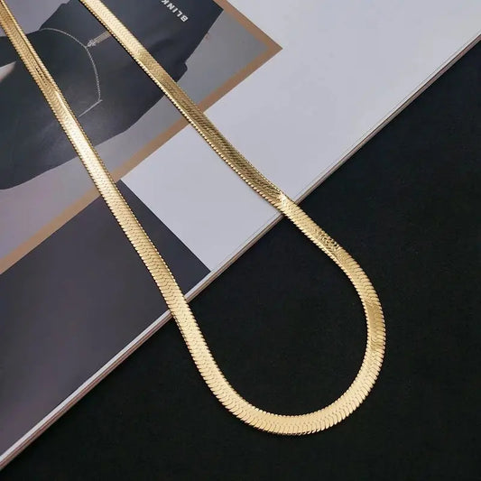 Luxury Women's 4MM 18K Gold-Plated 925 Sterling Silver Chain Necklace – Elegant Soft Choker Style